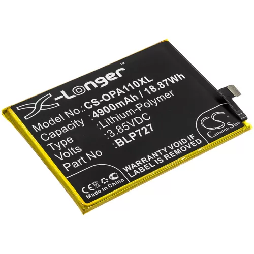 OPPO BLP727 helyettesítő mobiltelefon akkumulátor (Li-Polymer, 3.85V, 4900mAh / 18.87Wh) - Utángyártott