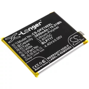   OPPO BLP717 helyettesítő mobiltelefon akkumulátor (Li-Polymer, 3.85V, 3950mAh / 15.21Wh) - Utángyártott