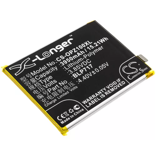 OPPO BLP717 helyettesítő mobiltelefon akkumulátor (Li-Polymer, 3.85V, 3950mAh / 15.21Wh) - Utángyártott