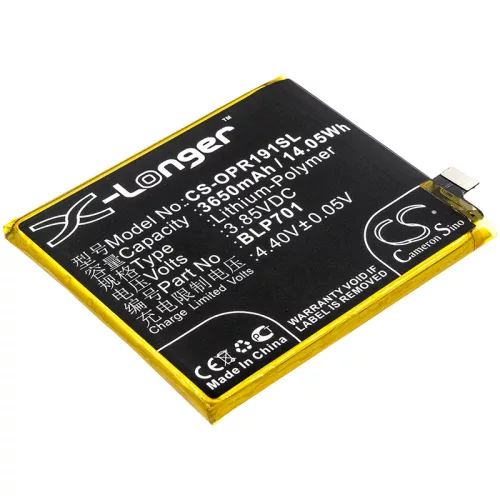 OPPO BLP701 helyettesítő mobiltelefon akkumulátor (Li-Polymer, 3.85V, 3650mAh / 14.05Wh) - Utángyártott