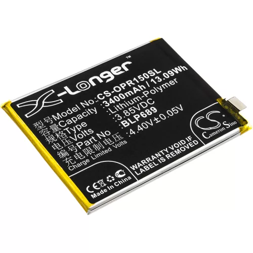 OPPO BLP689 helyettesítő mobiltelefon akkumulátor (Li-Polymer, 3.85V, 3400mAh / 13.09Wh) - Utángyártott