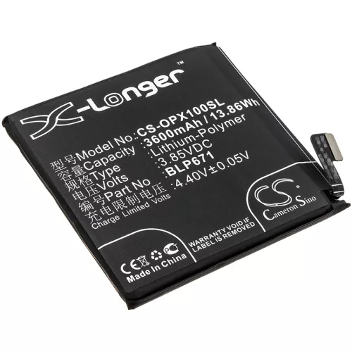 OPPO BLP671 helyettesítő mobiltelefon akkumulátor (Li-Polymer, 3.85V, 3600mAh / 13.86Wh) - Utángyártott