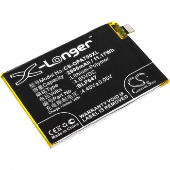   OPPO BLP647 helyettesítő mobiltelefon akkumulátor (Li-Polymer, 3.85V, 2900mAh / 11.17Wh) - Utángyártott