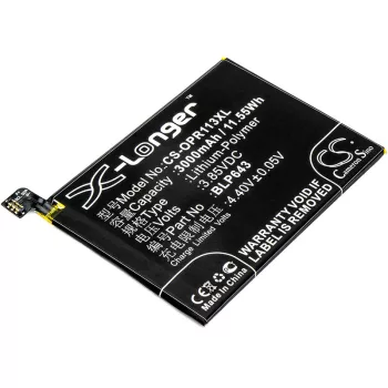   OPPO BLP643 helyettesítő mobiltelefon akkumulátor (Li-Polymer, 3.85V, 3000mAh / 11.55Wh) - Utángyártott