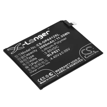   OPPO BLP621 helyettesítő mobiltelefon akkumulátor (Li-Polymer, 3.85V, 3000mAh / 11.55Wh) - Utángyártott