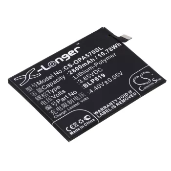   OPPO BLP619 helyettesítő mobiltelefon akkumulátor (Li-Polymer, 3.85V, 2800mAh / 10.78Wh) - Utángyártott