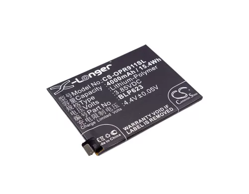 OPPO BLP623 helyettesítő mobiltelefon akkumulátor (Li-Polymer, 3.85V, 4000mAh / 15.40Wh) - Utángyártott