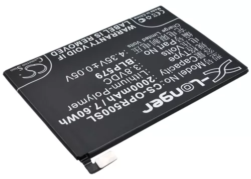 OPPO BLP579 helyettesítő mobiltelefon akkumulátor (Li-Polymer, 3.8V, 2000mAh / 7.6Wh) - Utángyártott