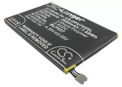 OPPO BLP537 helyettesítő mobiltelefon akkumulátor (Li-Polymer, 3.8V, 2020mAh / 7.68Wh) - Utángyártott