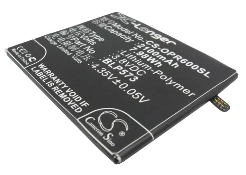 OPPO BLP573 helyettesítő mobiltelefon akkumulátor (Li-Polymer, 3.8V, 2100mAh / 7.98Wh) - Utángyártott