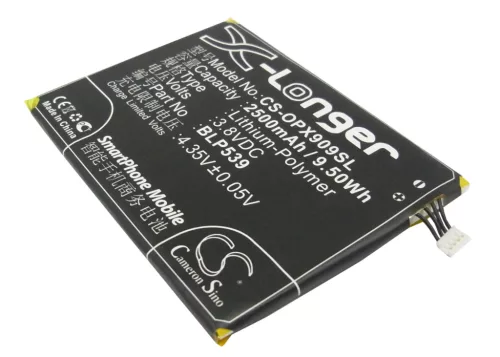 OPPO BLP539 helyettesítő mobiltelefon akkumulátor (Li-Polymer, 3.8V, 2500mAh / 9.50Wh) - Utángyártott