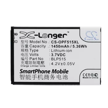   OPPO BLP515 helyettesítő mobiltelefon akkumulátor (Li-ion, 3.7V, 1450mAh / 5.36Wh) - Utángyártott