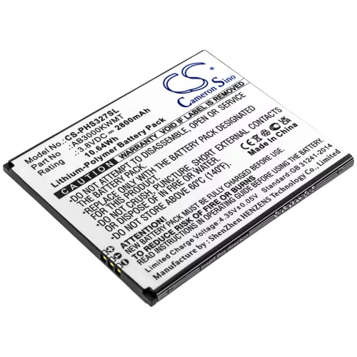 Philips AB3000KWMT helyettesítő mobiltelefon akkumulátor (Li-Polymer, 3.8V, 2800mAh / 10.64Wh) - Utángyártott