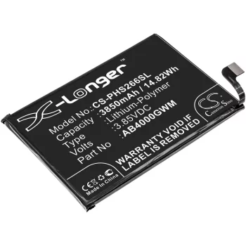   Philips AB4000GWM helyettesítő mobiltelefon akkumulátor (Li-Polymer, 3.85V, 3850mAh / 14.82Wh) - Utángyártott