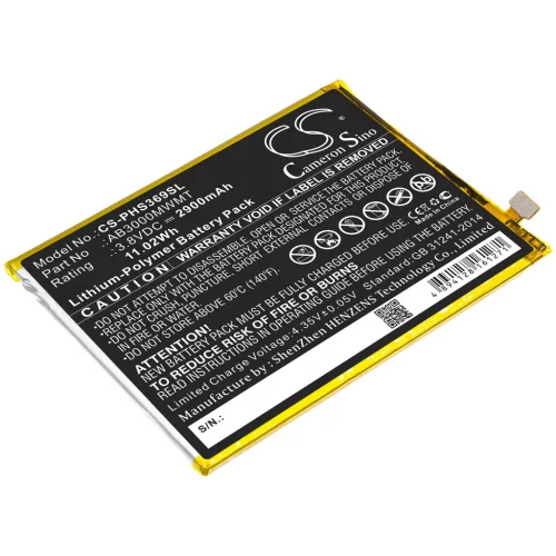 Philips AB3000MWMT helyettesítő mobiltelefon akkumulátor (Li-Polymer, 3.8V, 2900mAh / 11.02Wh) - Utángyártott