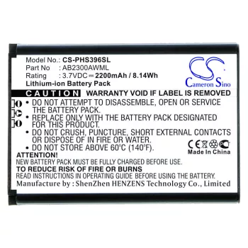   Philips AB2300AWMT helyettesítő mobiltelefon akkumulátor (Li-ion, 3.7V, 2200mAh / 8.14Wh) - Utángyártott