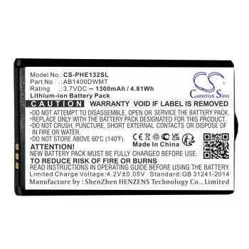   Philips AB1400DWMT helyettesítő mobiltelefon akkumulátor (Li-ion, 3.7V, 1300mAh / 4.81Wh) - Utángyártott