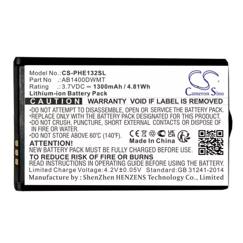 Philips AB1400DWMT helyettesítő mobiltelefon akkumulátor (Li-ion, 3.7V, 1300mAh / 4.81Wh) - Utángyártott