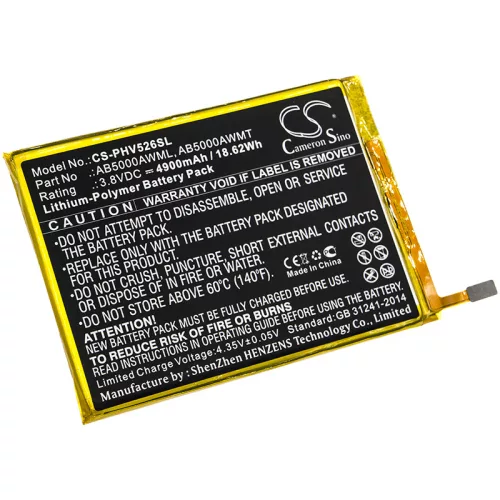 Philips AB5000AWMT helyettesítő mobiltelefon akkumulátor (Li-Polymer, 3.8V, 4900mAh / 18.62Wh) - Utángyártott