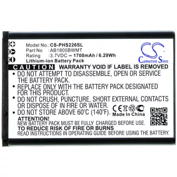   Philips AB1800BWMT helyettesítő mobiltelefon akkumulátor (Li-ion, 3.7V, 1700mAh / 6.29Wh) - Utángyártott