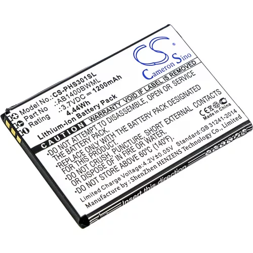 Philips AB1400BWML helyettesítő mobiltelefon akkumulátor (Li-ion, 3.7V, 1200mAh / 4.44Wh) - Utángyártott