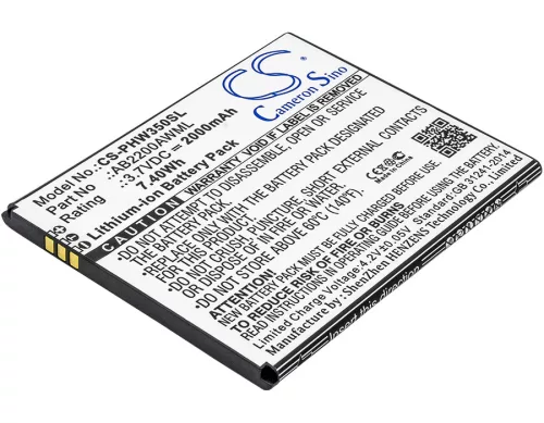 Philips AB2200AWML helyettesítő mobiltelefon akkumulátor (Li-ion, 3.7V, 2000mAh / 7.40Wh) - Utángyártott