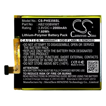   Philips AB2100BWMT helyettesítő mobiltelefon akkumulátor (Li-Polymer, 3.8V, 2000mAh / 7.60Wh) - Utángyártott