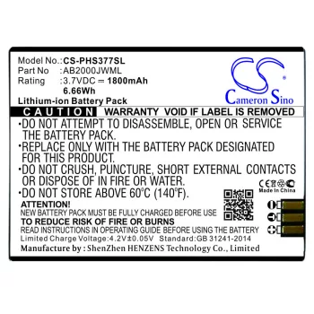   Philips AB1600EWML helyettesítő mobiltelefon akkumulátor (Li-ion, 3.7V, 1500mAh / 5.55Wh) - Utángyártott