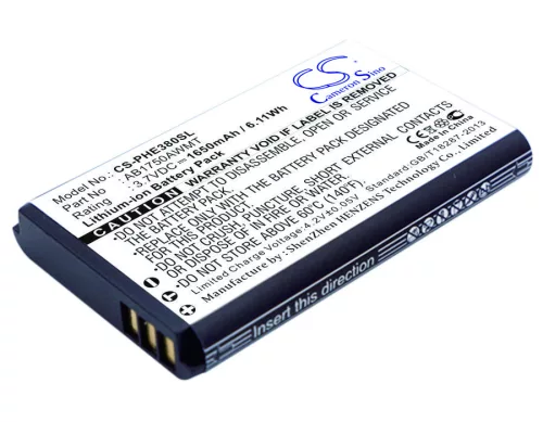 Philips AB1750AWMT helyettesítő mobiltelefon akkumulátor (Li-ion, 3.7V, 1650mAh / 6.11Wh) - Utángyártott
