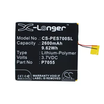   POSH P7055 helyettesítő mobiltelefon akkumulátor (Li-Polymer, 3.7V, 2600mAh / 9.62Wh) - Utángyártott