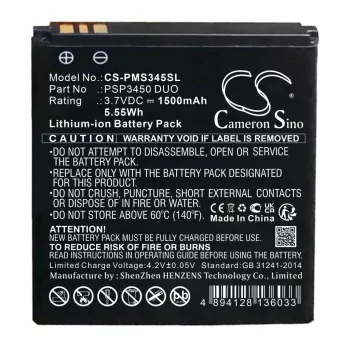   Prestigio PSP3450 DUO helyettesítő mobiltelefon akkumulátor (Li-ion, 3.7V, 1500mAh / 5.55Wh) - Utángyártott