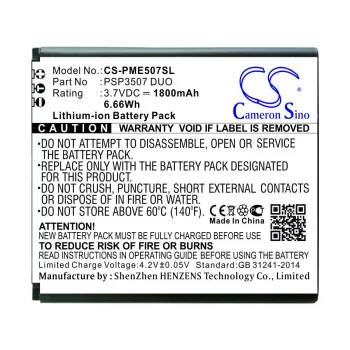   Prestigio PSP3507 DUO helyettesítő mobiltelefon akkumulátor (Li-ion, 3.7V, 1800mAh / 6.66Wh) - Utángyártott