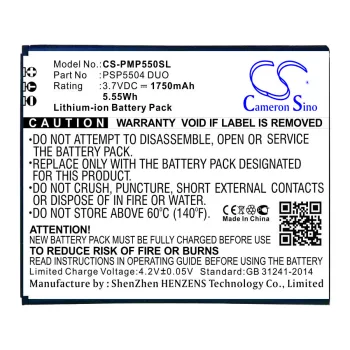   Prestigio PSP5505 Duo helyettesítő mobiltelefon akkumulátor (Li-ion, 3.7V, 1800mAh / 6.66Wh) - Utángyártott