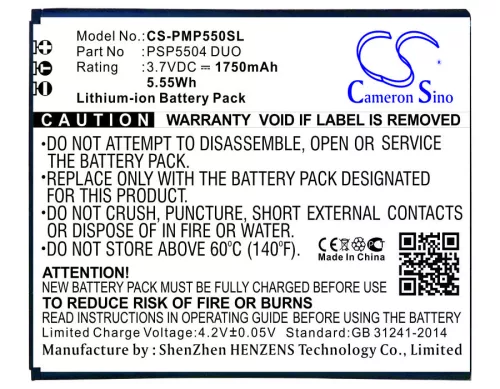 Prestigio PSP5505 Duo helyettesítő mobiltelefon akkumulátor (Li-ion, 3.7V, 1800mAh / 6.66Wh) - Utángyártott