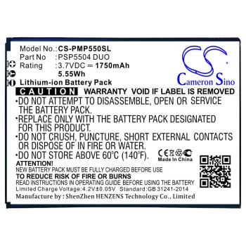   Prestigio PSP5504 DUO helyettesítő mobiltelefon akkumulátor (Li-ion, 3.7V, 1750mAh / 6.48Wh) - Utángyártott