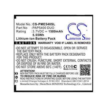   Prestigio PAP5400 DUO helyettesítő mobiltelefon akkumulátor (Li-ion, 3.7V, 1500mAh / 5.55Wh) - Utángyártott