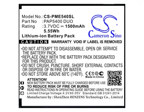 Prestigio PAP5400 DUO helyettesítő mobiltelefon akkumulátor (Li-ion, 3.7V, 1500mAh / 5.55Wh) - Utángyártott