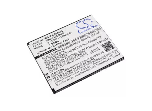 Prestigio PAP5300 DUO helyettesítő mobiltelefon akkumulátor (Li-ion, 3.7V, 1900mAh / 7.03Wh) - Utángyártott