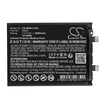   Redmi BM5V helyettesítő mobiltelefon akkumulátor (Li-Polymer, 3.91V, 5000mAh / 19.55Wh) - Utángyártott