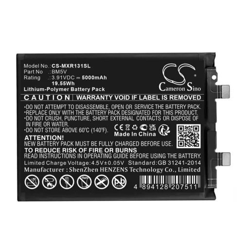 Redmi BM5V helyettesítő mobiltelefon akkumulátor (Li-Polymer, 3.91V, 5000mAh / 19.55Wh) - Utángyártott