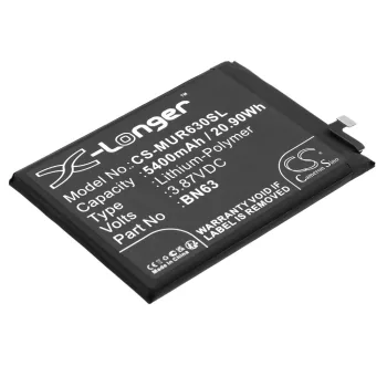   Redmi BN63 helyettesítő mobiltelefon akkumulátor (Li-Polymer, 3.87V, 5400mAh / 20.90Wh) - Utángyártott