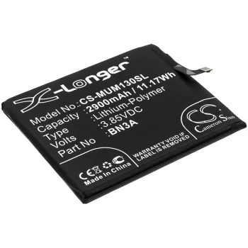   Redmi BN3A helyettesítő mobiltelefon akkumulátor (Li-Polymer, 3.85V, 2900mAh / 11.17Wh) - Utángyártott