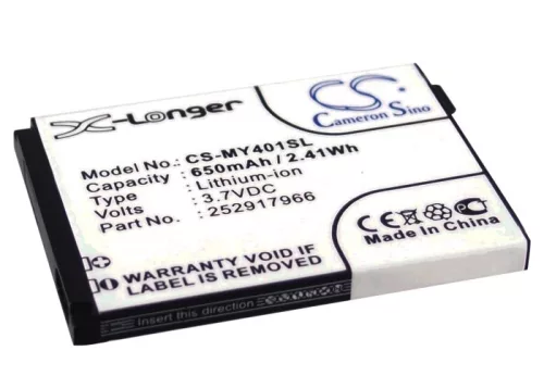 Sagem 252917966 helyettesítő mobiltelefon akkumulátor (Li-ion, 3.7V, 650mAh / 2.41Wh) - Utángyártott