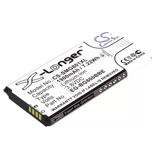 Samsung EG-BG800BBE helyettesítő mobiltelefon akkumulátor (Li-ion, 3.8V, 1900mAh / 7.22Wh) - Utángyártott