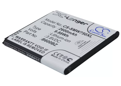 Samsung B600BZ helyettesítő mobiltelefon akkumulátor (Li-ion, 3.8V, 2600mAh / 9.88Wh) - Utángyártott
