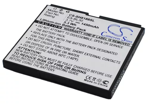 Sharp EA-BL30 helyettesítő mobiltelefon akkumulátor (Li-ion, 3.7V, 1450mAh) - Utángyártott
