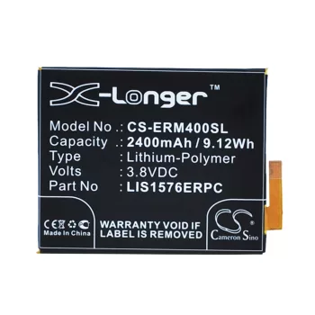   Sony Ericsson LIS1576ERPC helyettesítő mobiltelefon akkumulátor (Li-Polymer, 3.8V, 2400mAh / 9.12Wh) - Utángyártott