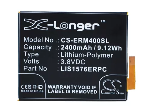 Sony Ericsson LIS1576ERPC helyettesítő mobiltelefon akkumulátor (Li-Polymer, 3.8V, 2400mAh / 9.12Wh) - Utángyártott