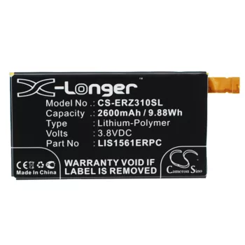   Sony Ericsson LIS1561ERPC helyettesítő mobiltelefon akkumulátor (Li-Polymer, 3.8V, 2600mAh / 9.88Wh) - Utángyártott