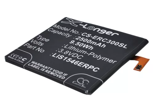Sony Ericsson LIS1546ERPC helyettesítő mobiltelefon akkumulátor (Li-Polymer, 3.8V, 2500mAh / 9.50Wh) - Utángyártott